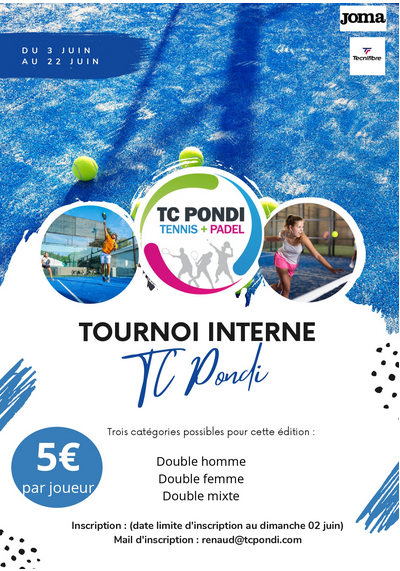 Padel - Tournoi interne au TC Pondi du 3 au 22 juin 2024