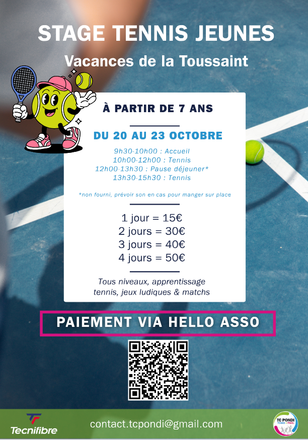 Stage jeunes 7/18 ans pendant les vacances de la toussaint