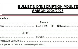 Inscription saison 2024/2025