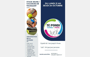 Stage 7/18 ans du 21 au 24 octobre