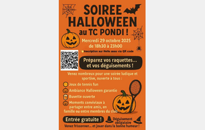 Soirée Halloween le mercredi 29 octobre