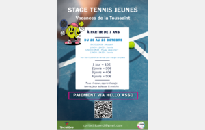 Stage jeunes 7/18 ans pendant les vacances de la toussaint