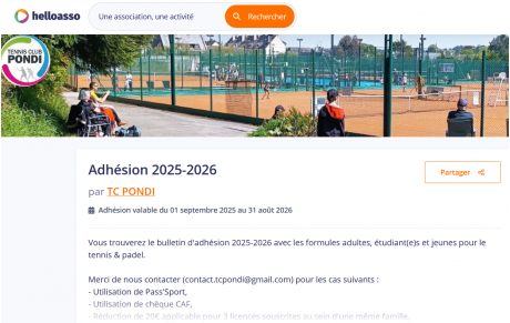 Inscriptions saison sportive 2025 / 2026